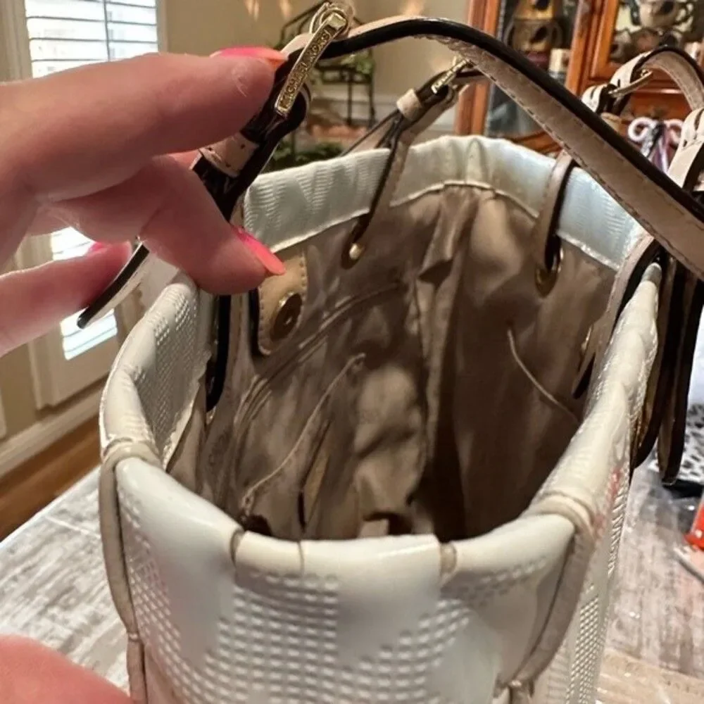 Micheal Kors white jet set logo tote bag